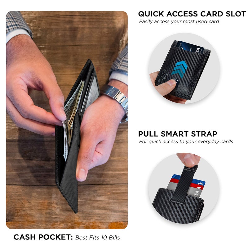 SERMAN BRANDS RFID Blocking Slim Bifold Genuine Leather Thin Minimalist Front Pocket Wallets for Men Billfold Wallet Men Gift (Modern Black 2.0) - Image 4